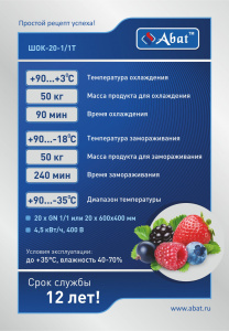 Шкаф шоковой заморозки Abat ШОК-20-1/1Т Шкаф шоковой заморозки Abat ШОК-20-1/1Т