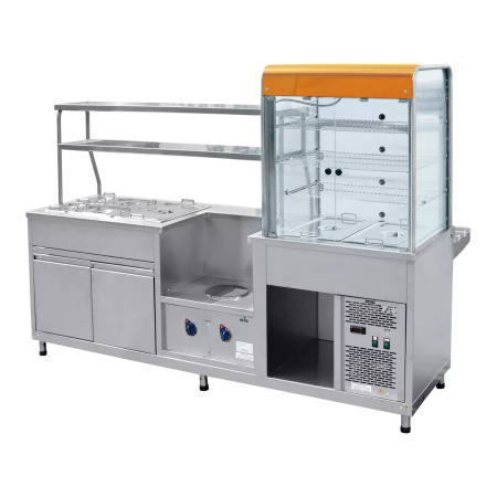 Прилавок-витрина Abat ПВХМ-70КМУ красное золото, витрина слева