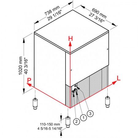 Льдогенератор Brema GB 1555W HC габариты Льдогенератор Brema GB 1555W HC габариты