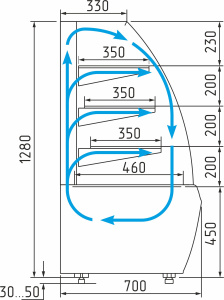 Кондитерская витрина Carboma K70 VV 1,3-1 (ВХСв-1,3д Люкс Техно) серо-черный