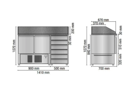 Стол для пиццы Tecnodom SLV02C6
