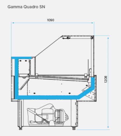 Витрина Cryspi Gamma-2 QuadroLX SN 1500 RAL9016/7016 схема