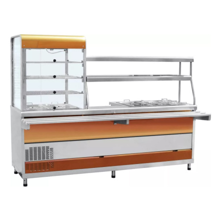 Прилавок-витрина Abat ПВХМ-70КМУ красное золото, витрина слева