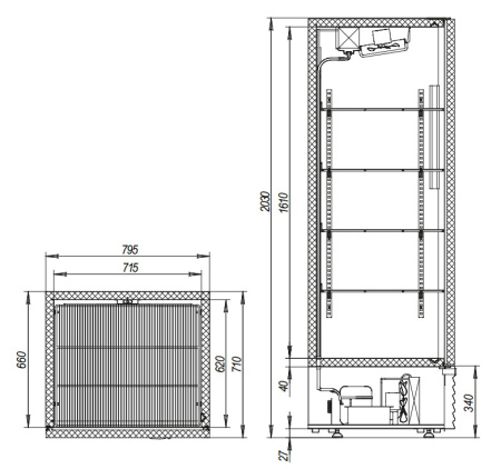 Холодильный шкаф Марихолодмаш Капри 0,7М нержавеющая сталь