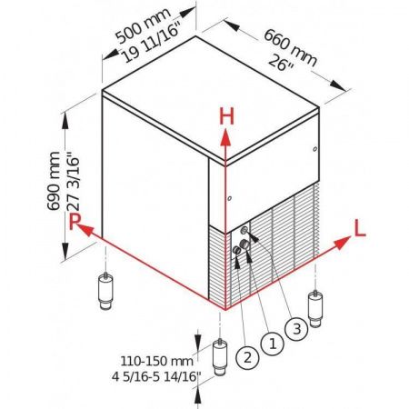 Льдогенератор Brema TB 852 A HC размеры