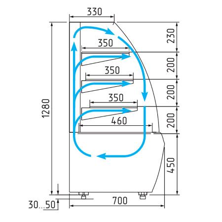 Кондитерская витрина Carboma K70 VV 0,9-1 STANDARD (версия 2.0) 9005