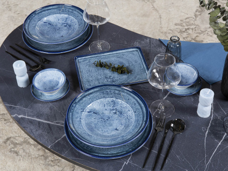 Тарелка плоская KUTAHYA CORENDON Blue Stone BNTAN35x26DU890003, 35x26 см