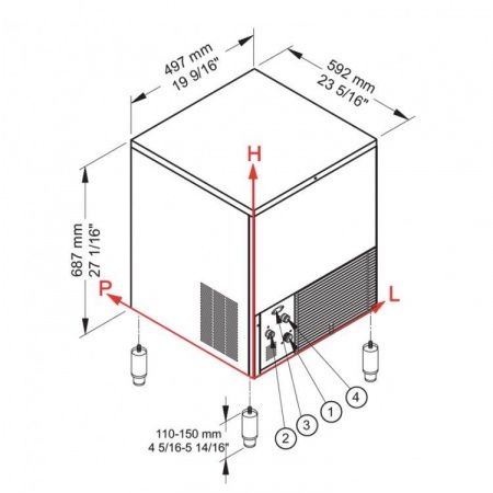 Льдогенератор Brema 416W HC габариты Льдогенератор Brema 416W HC габариты