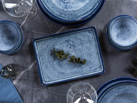 Тарелка плоская KUTAHYA CORENDON Blue Stone BNTAN35x26DU890003, 35x26 см
