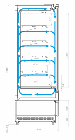 Холодильная горка Carboma FC20-07 VM 1,3-1 LIGHT (фронт Х0) серо-черный