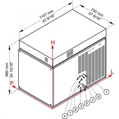 Льдогенератор Brema Muster 800W габариты