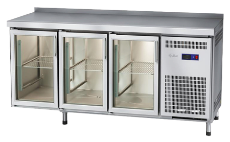 Стол морозильный Abat СХН-70-02 с бортом (дверь-стекло, дверь-стекло, дверь-стекло)