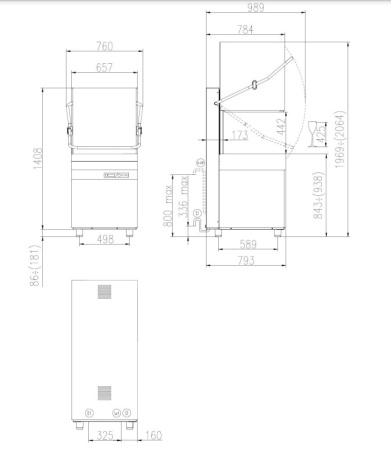 Купольная посудомоечная машина Aristarco AH 800 + DP + DDE со сливной помпой