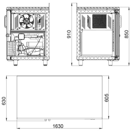 Холодильный стол Polair TD3-G три стеклянные двери
