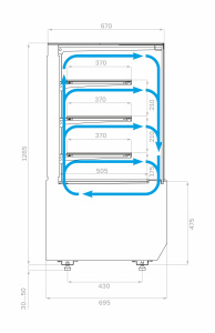 Кондитерская витрина Carboma KC70 VM 1,3-1 LIGHT (версия 2.0) черно-бежевый