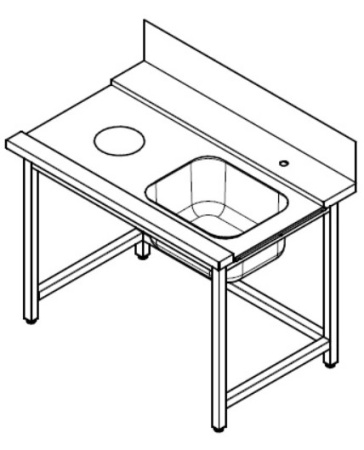 Предмоечный стол Vortmax СПМП-1200/770-п 00-00025615