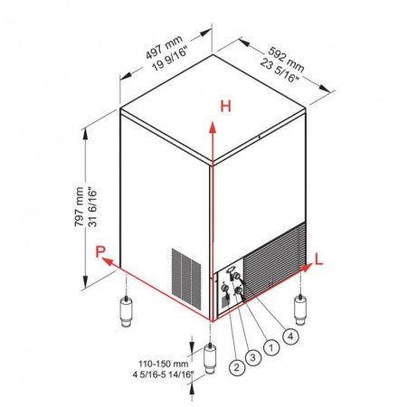 Льдогенератор CB 425W HC габариты