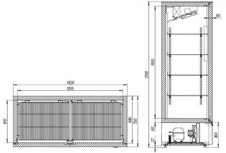 Морозильный шкаф Марихолодмаш Капри 1,5Н нержавеющая сталь
