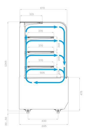 Витрина кондитерская Carboma KR70 VM 1,3-1 LIGHT 9005-0109