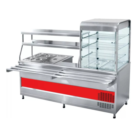 Прилавок-витрина Abat ПВХМ-70КМУ нерж, витрина справа