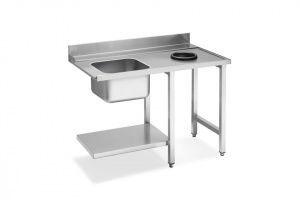 Стол с мойкой и мусорным отверстием SMEG WT51200SHR