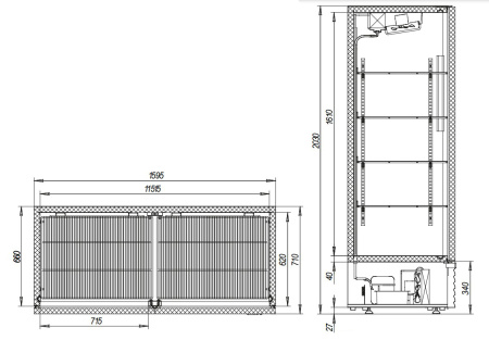 Холодильный шкаф Марихолодмаш Капри 1,5М нержавеющая сталь