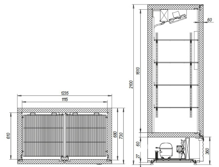 Морозильный шкаф Марихолодмаш Капри 1,12Н нержавеющая сталь