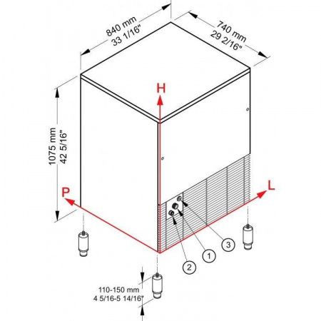 Льдогенератор Brema CB 1565A HC габариты